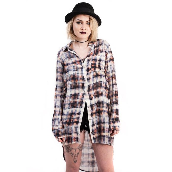Urban Outfitters Flannel Print Tunic Top - Picture 2 of 7